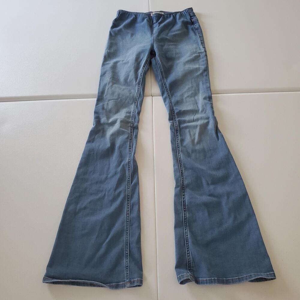 We The Free Penny Pull on Jeans Womens 26 Wide Leg Bell Bottom Flare Boho 70s